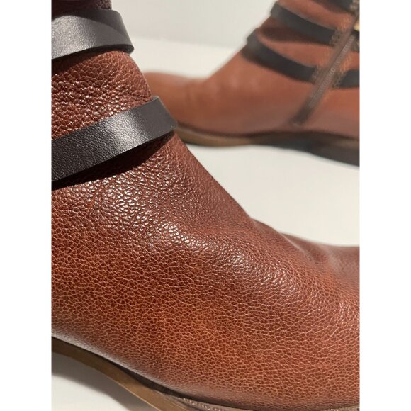 Franco Sarto Womens Brown Ankle Boots With Black Strap & Gold Zipper Size 6M - Picture 16 of 16